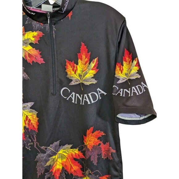 Sugoi Velotique Canada Cycling Jersey Adult Med Black All Over Maple Leaf Print - Picture 4 of 6